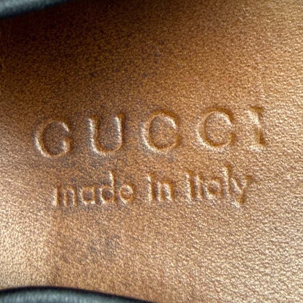 Gucci Micro Guccissima Driving Loafers Mens 8.5 Black Leather Penny Loafer Moc - Picture 10 of 11